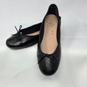 French Sole fs/ny Pearl Black Leather Ballet Flats, Size 39EU/8.5-9US